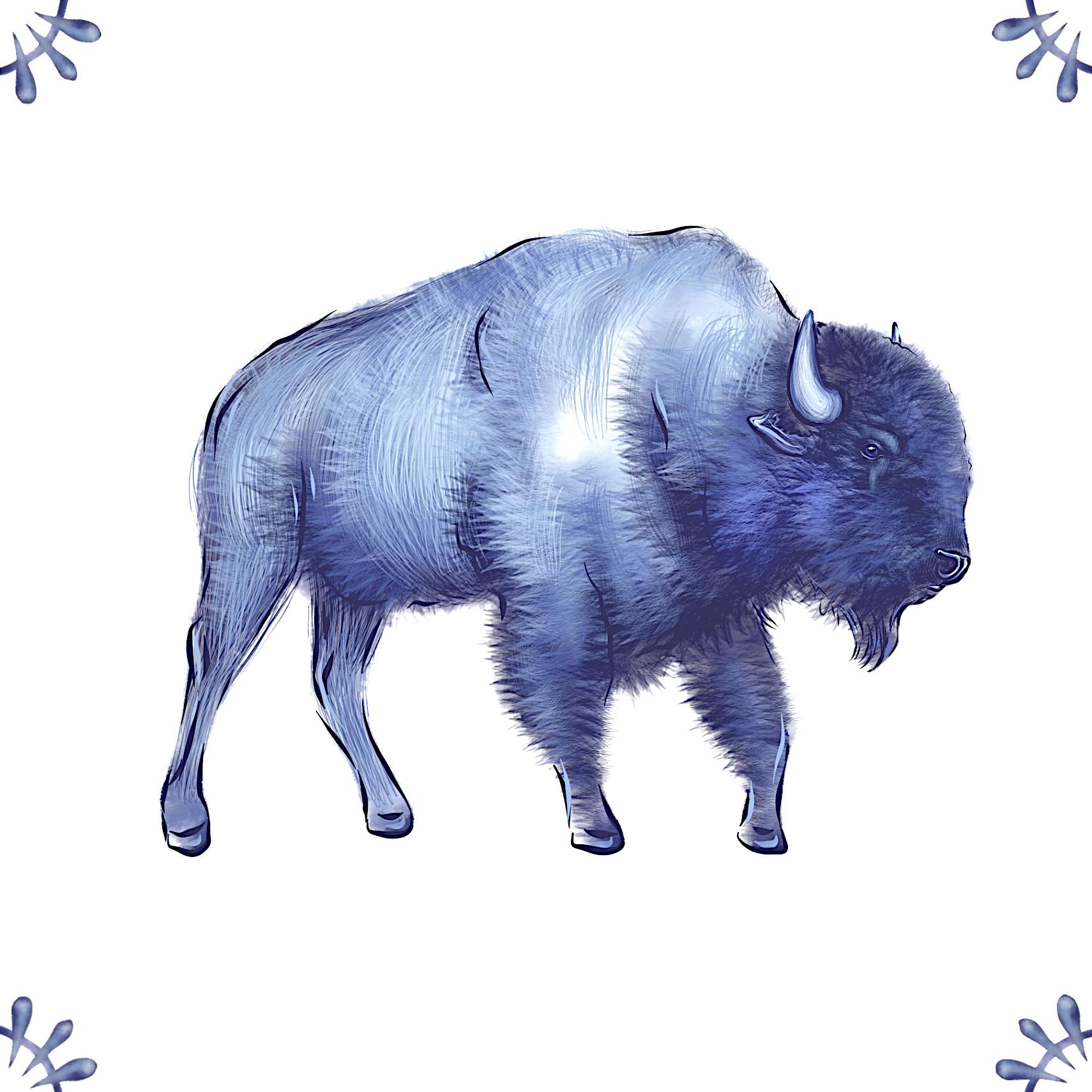 Delft Blue Ceramic Tile- Bison︱Bathroom Tile, Splashback, Kitchen Tiles, Modern Dutch Style