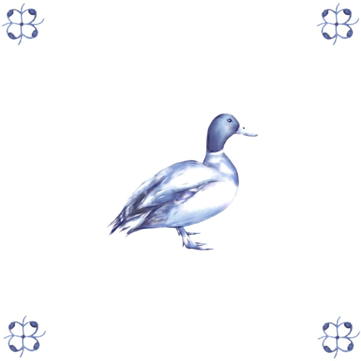 Delft Blue Ceramic Tile- Mallard Duck︱Bathroom Tile, Splashback, Kitchen Tiles, Modern Dutch Style