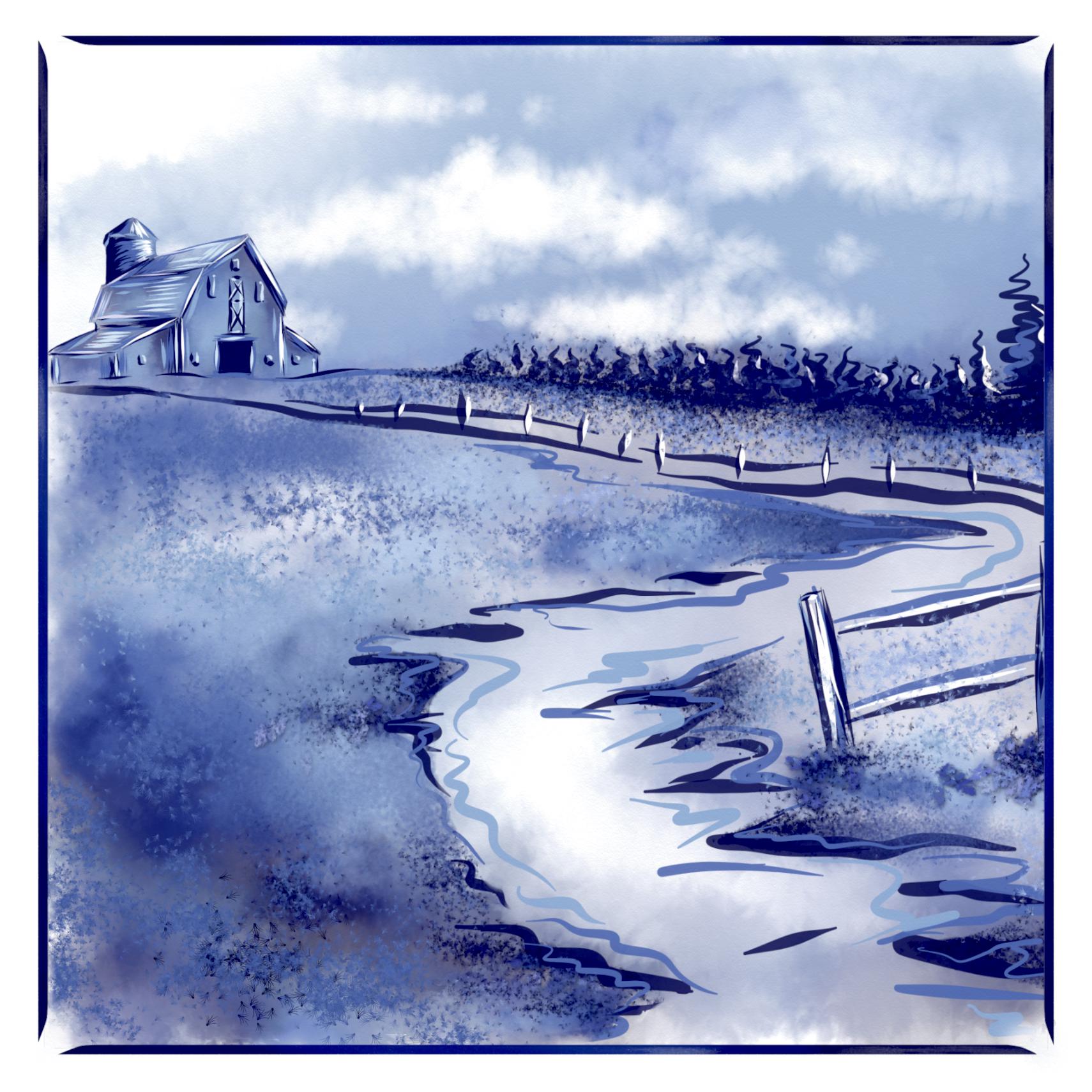 Delft Blue Ceramic Tile- Barn Farm Scene︱Bathroom Tile, Splashback, Kitchen Tiles, Modern Dutch Style