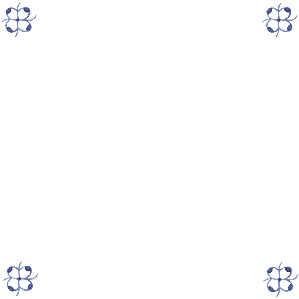 Delft Blue Ceramic Tile- Tile Corners Plain Blank︱Bathroom Tile, Splashback, Kitchen Tiles, Modern Dutch Style