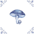 Delft Blue Ceramic Tile- Mushroom︱Bathroom Tile, Splashback, Kitchen Tiles, Modern Dutch Style
