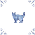 Delft Blue Ceramic Tile- British Shorthair Cat︱Bathroom Tile, Splashback, Kitchen Tiles, Modern Dutch Style