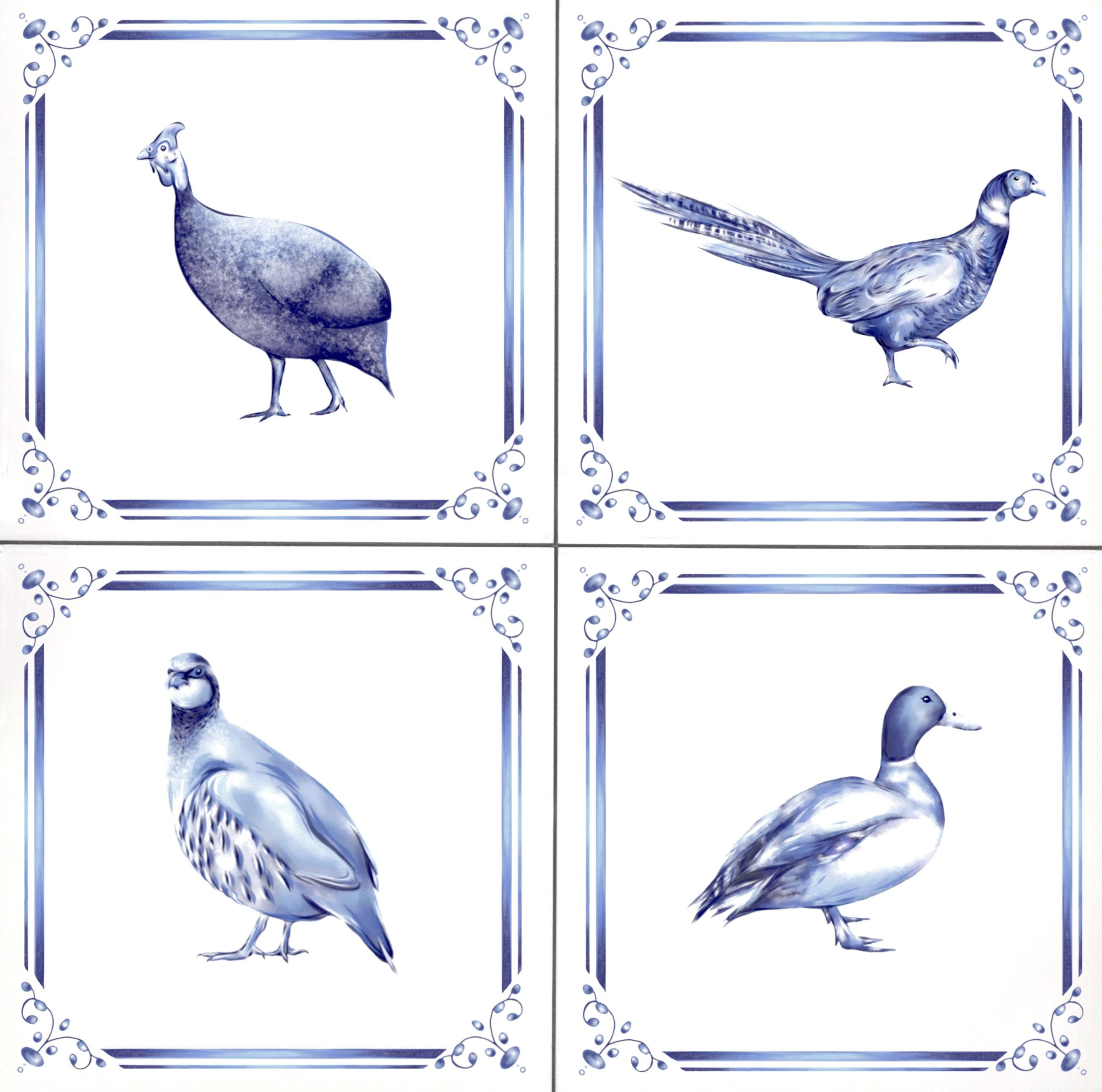 Choose your Coaster Set︱Set of Four︱Delft Blue Ceramic Coaster︱Modern Dutch Style