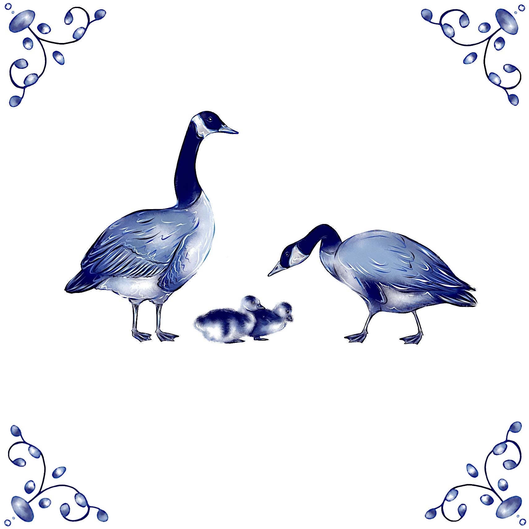 Delft Blue Ceramic Tile- Canadian Geese / Goose︱Bathroom Tile, Splashback, Kitchen Tiles, Modern Dutch Style