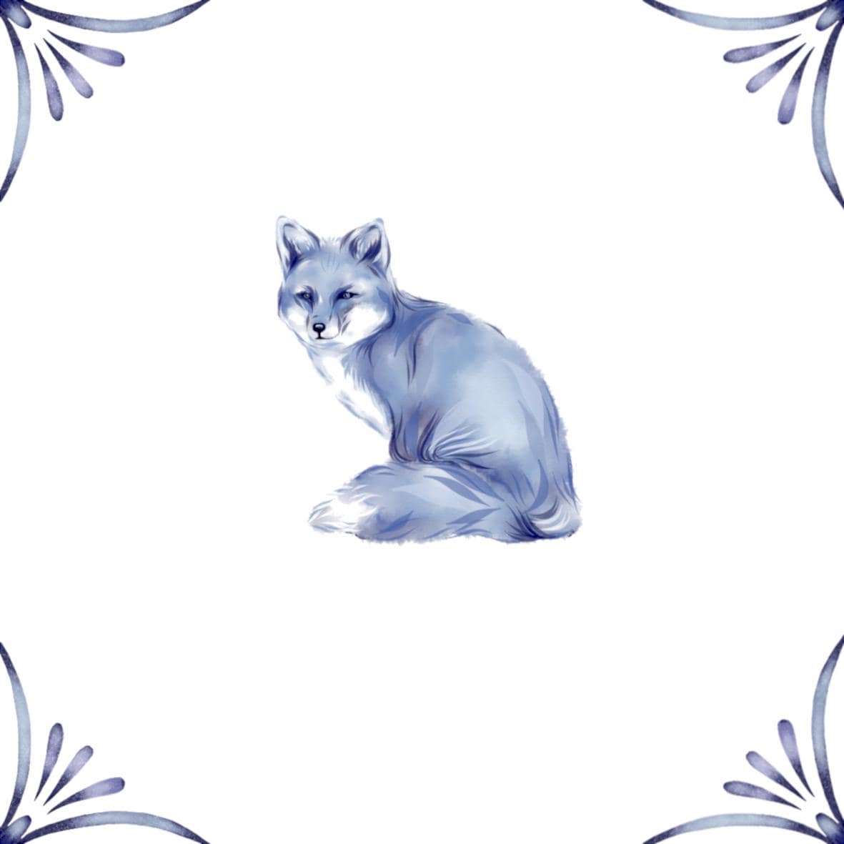 Delft Blue Ceramic Tile- Fox︱Bathroom Tile, Splashback, Kitchen Tiles, Modern Dutch Style