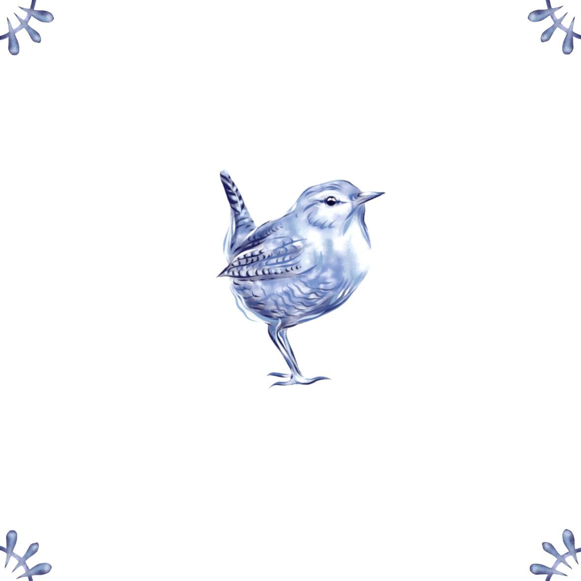 Delft Blue Ceramic Tile- Wren︱Bathroom Tile, Splashback, Kitchen Tiles, Modern Dutch Style