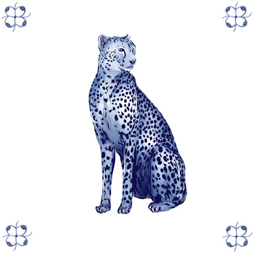 Delft Blue Ceramic Tile- Cheetah︱Bathroom Tile, Splashback, Kitchen Tiles, Modern Dutch Style