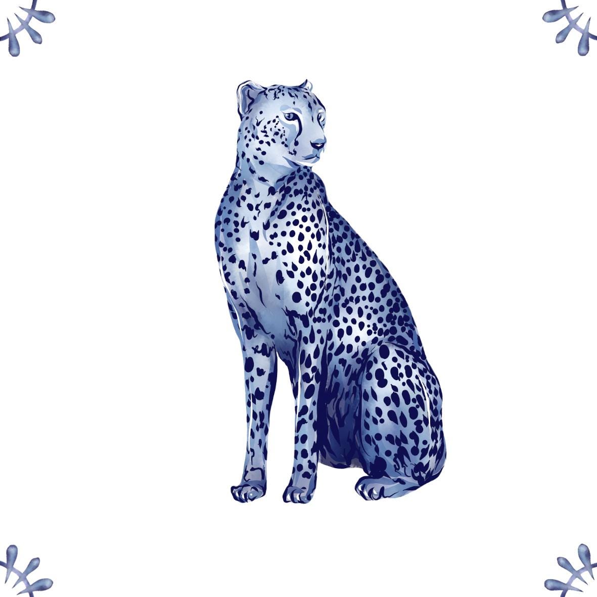 Delft Blue Ceramic Tile- Cheetah︱Bathroom Tile, Splashback, Kitchen Tiles, Modern Dutch Style