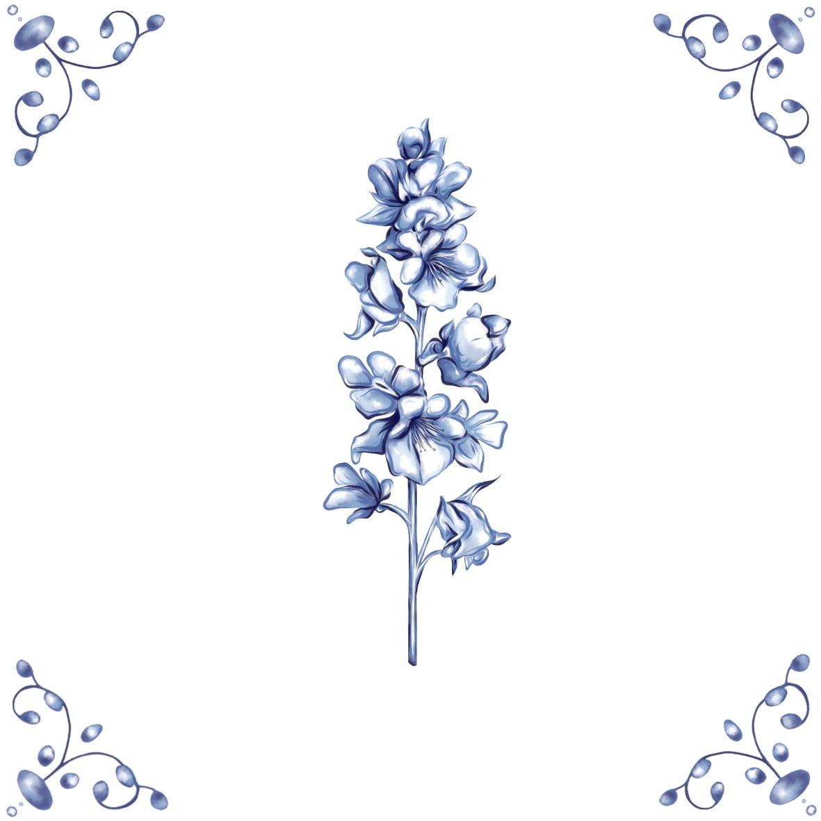 Delft Blue Ceramic Tile- Larkspur︱Bathroom Tile, Splashback, Kitchen Tiles, Modern Dutch Style
