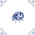 Delft Blue Ceramic Tile- Detailed Ladybird︱Bathroom Tile, Splashback, Kitchen Tiles, Modern Dutch Style