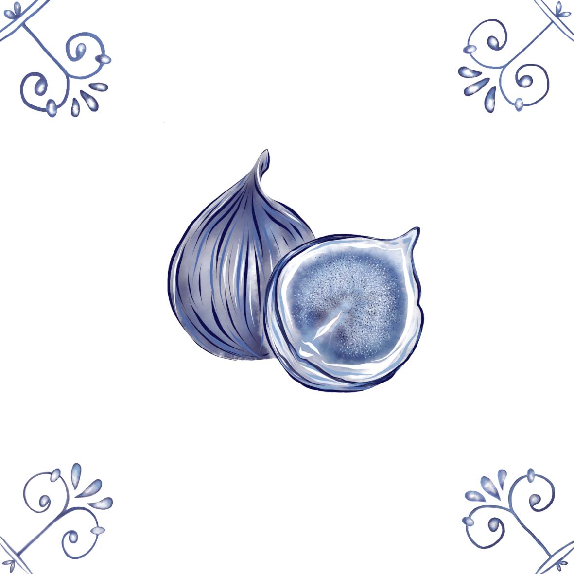 Delft Blue Ceramic Tile- Fig︱Bathroom Tile, Splashback, Kitchen Tiles, Modern Dutch Style