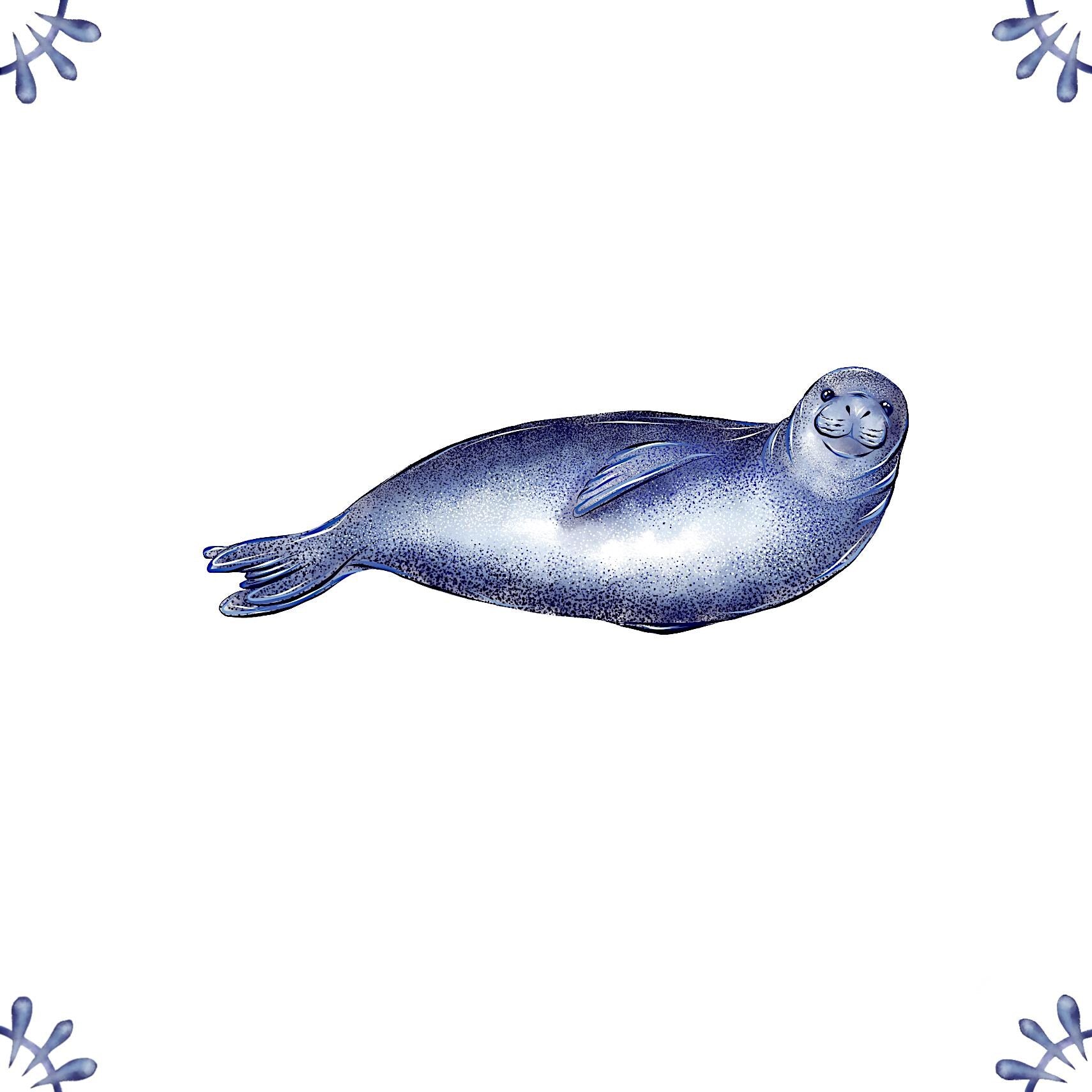 Delft Blue Ceramic Tile- Seal︱Bathroom Tile, Splashback, Kitchen Tiles, Modern Dutch Style