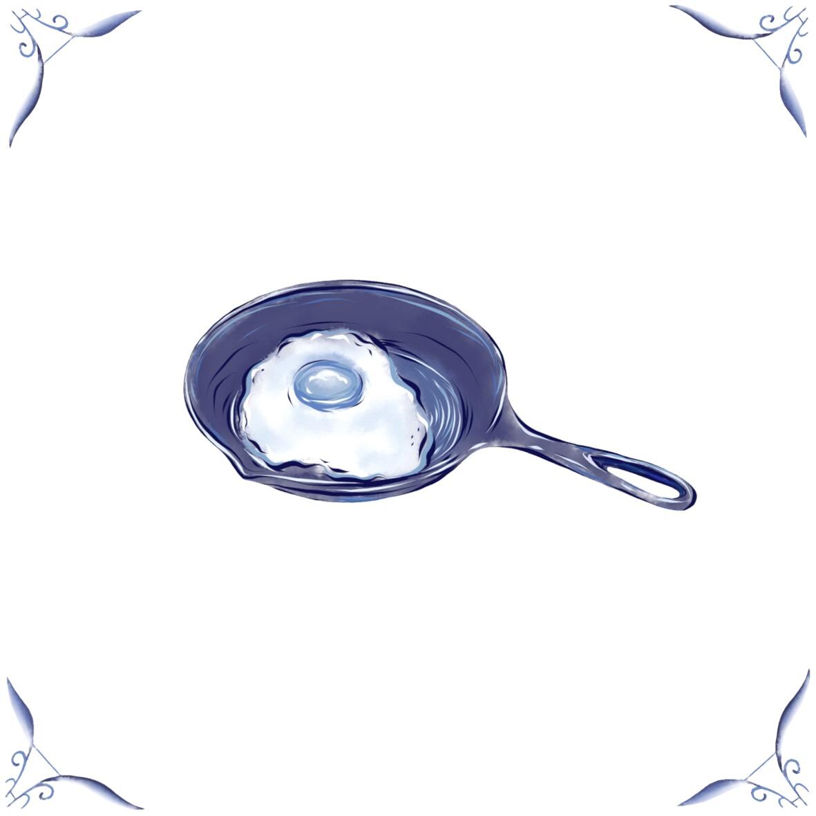 Delft Blue Ceramic Tile- Fried Egg︱Bathroom Tile, Splashback, Kitchen Tiles, Modern Dutch Style