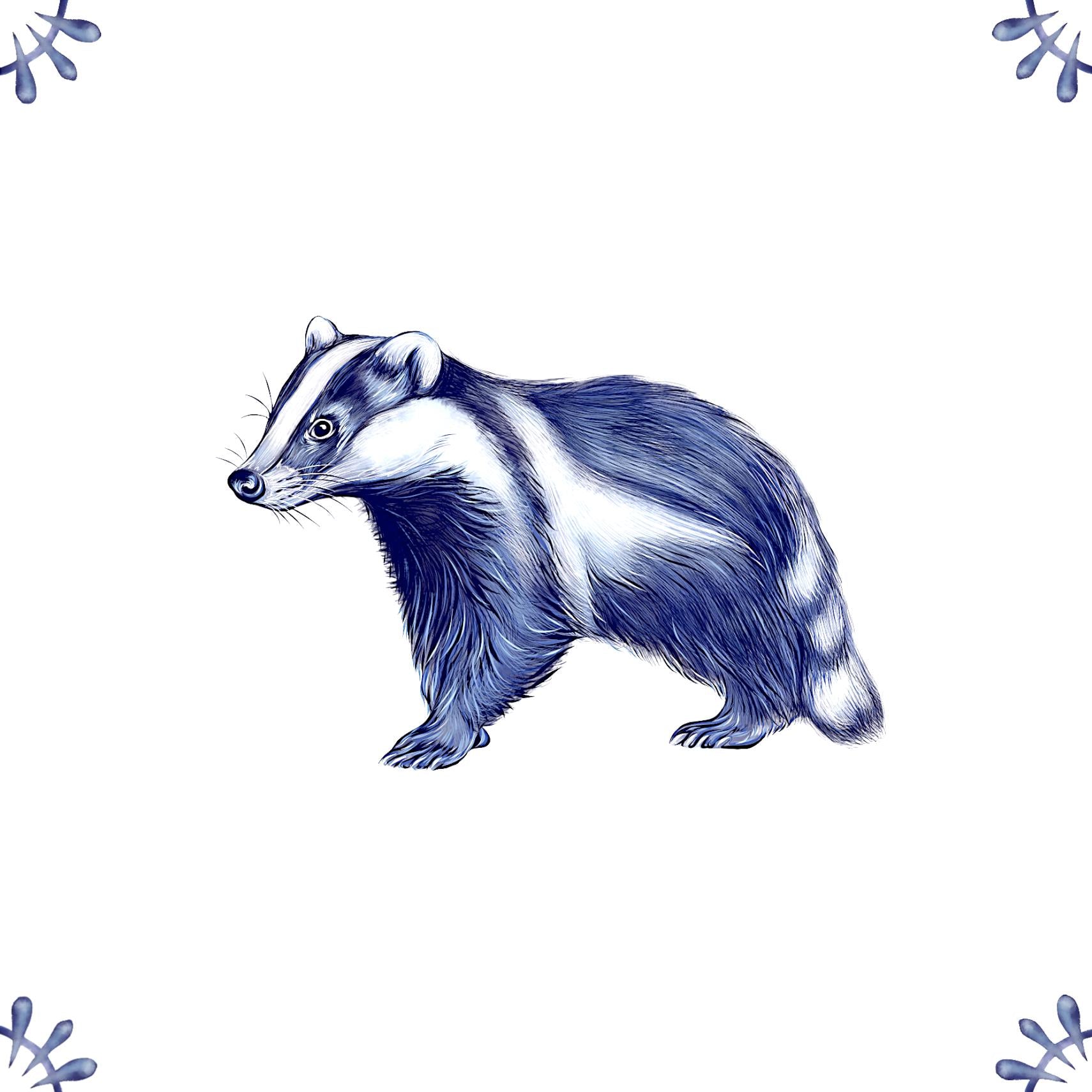 Delft Blue Ceramic Tile- Badger︱Bathroom Tile, Splashback, Kitchen Tile, Modern Dutch Style