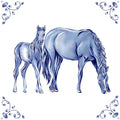 Delft Blue Ceramic Tile- Horse and Foal︱Bathroom Tile, Splashback, Kitchen Tiles, Modern Dutch Style