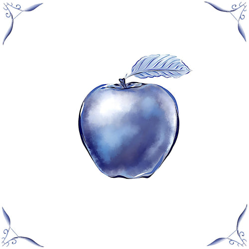 Delft Blue Ceramic Tile- Apple︱Bathroom Tile, Splashback, Kitchen Tiles, Modern Dutch Style