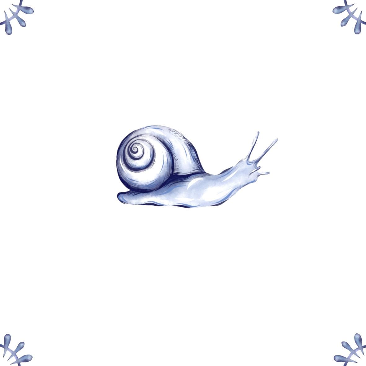 Delft Blue Ceramic Tile- Snail︱Bathroom Tile, Splashback, Kitchen Tiles, Modern Dutch Style