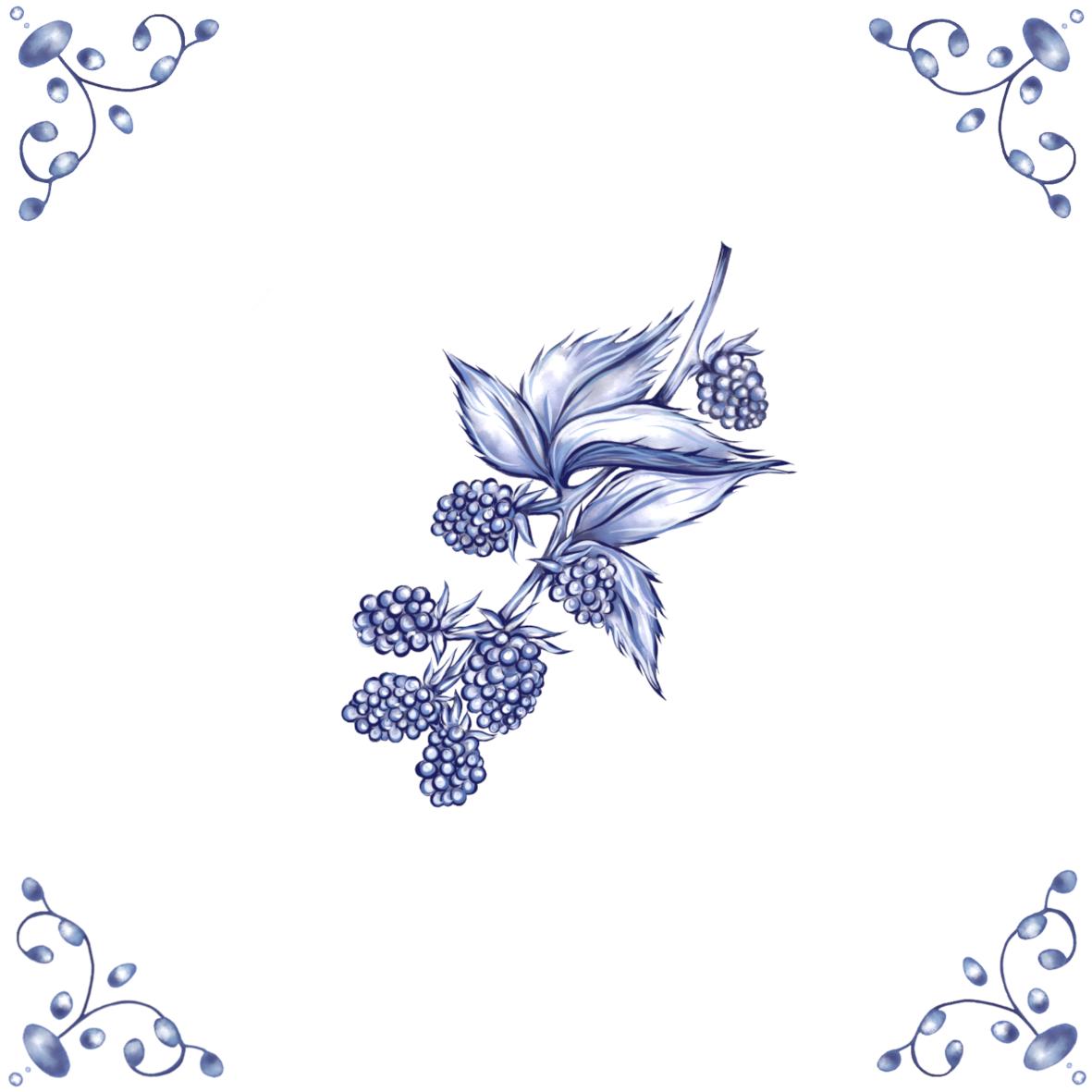 Delft Blue Ceramic Tile- Blackberry︱Bathroom Tile, Splashback, Kitchen Tiles, Modern Dutch Style