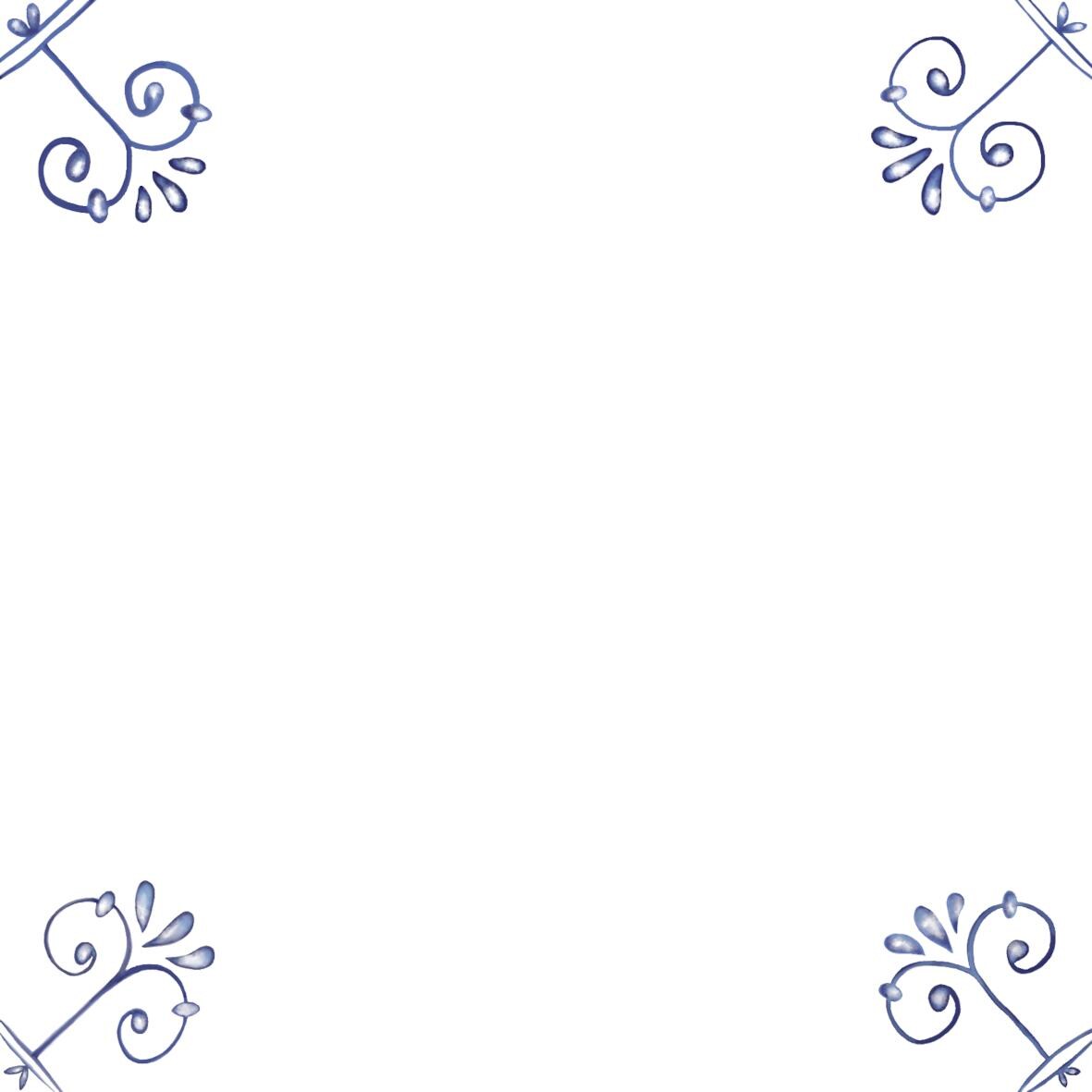 Delft Blue Ceramic Tile- Tile Corners Plain Blank︱Bathroom Tile, Splashback, Kitchen Tiles, Modern Dutch Style