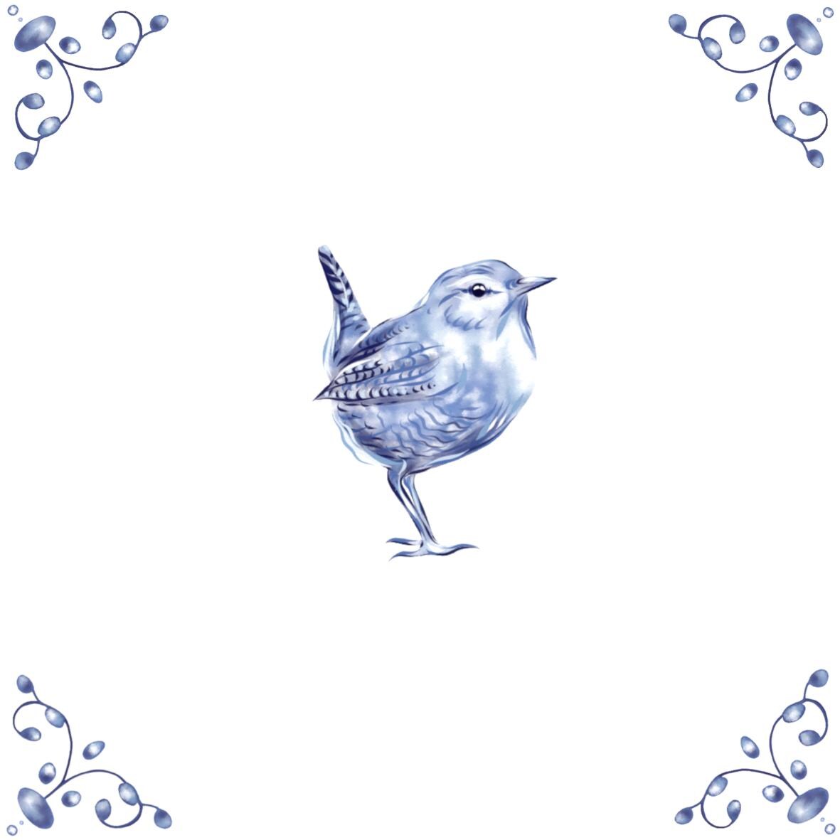 Delft Blue Ceramic Tile- Wren︱Bathroom Tile, Splashback, Kitchen Tiles, Modern Dutch Style