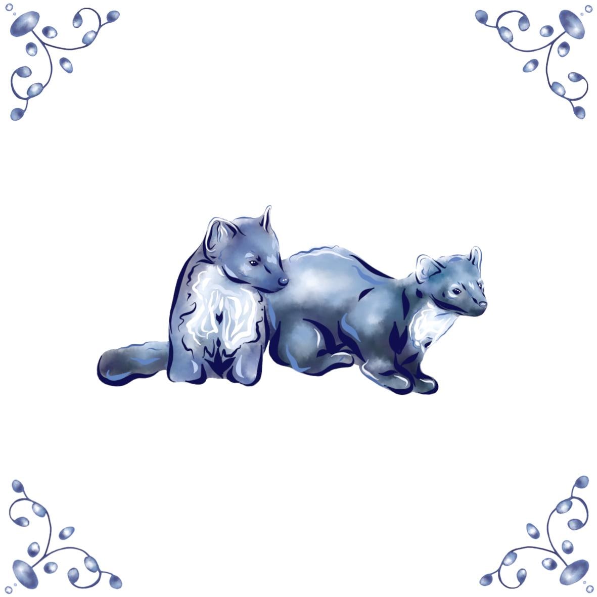 Delft Blue Ceramic Tile- Pine Martens︱Bathroom Tile, Splashback, Kitchen Tile, Modern Dutch Style