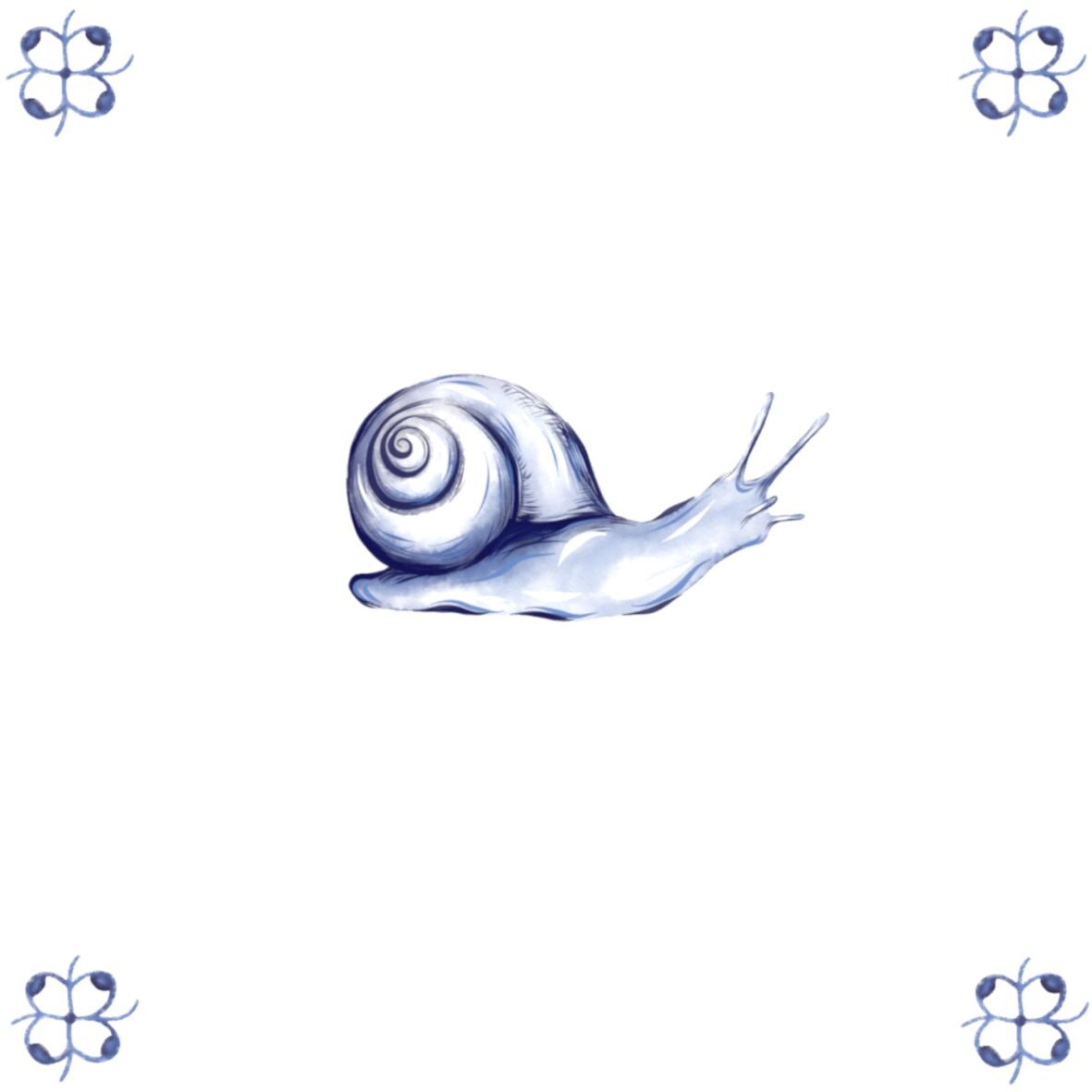Delft Blue Ceramic Tile- Snail︱Bathroom Tile, Splashback, Kitchen Tiles, Modern Dutch Style