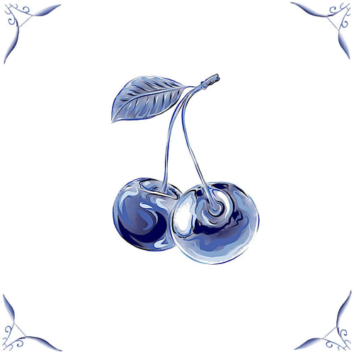 Delft Blue Ceramic Tile- Cherry︱Bathroom Tile, Splashback, Kitchen Tiles, Modern Dutch Style