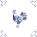 Delft Blue Ceramic Tile- Cockerel︱Bathroom Tile, Splashback, Kitchen Tiles, Modern Dutch Style
