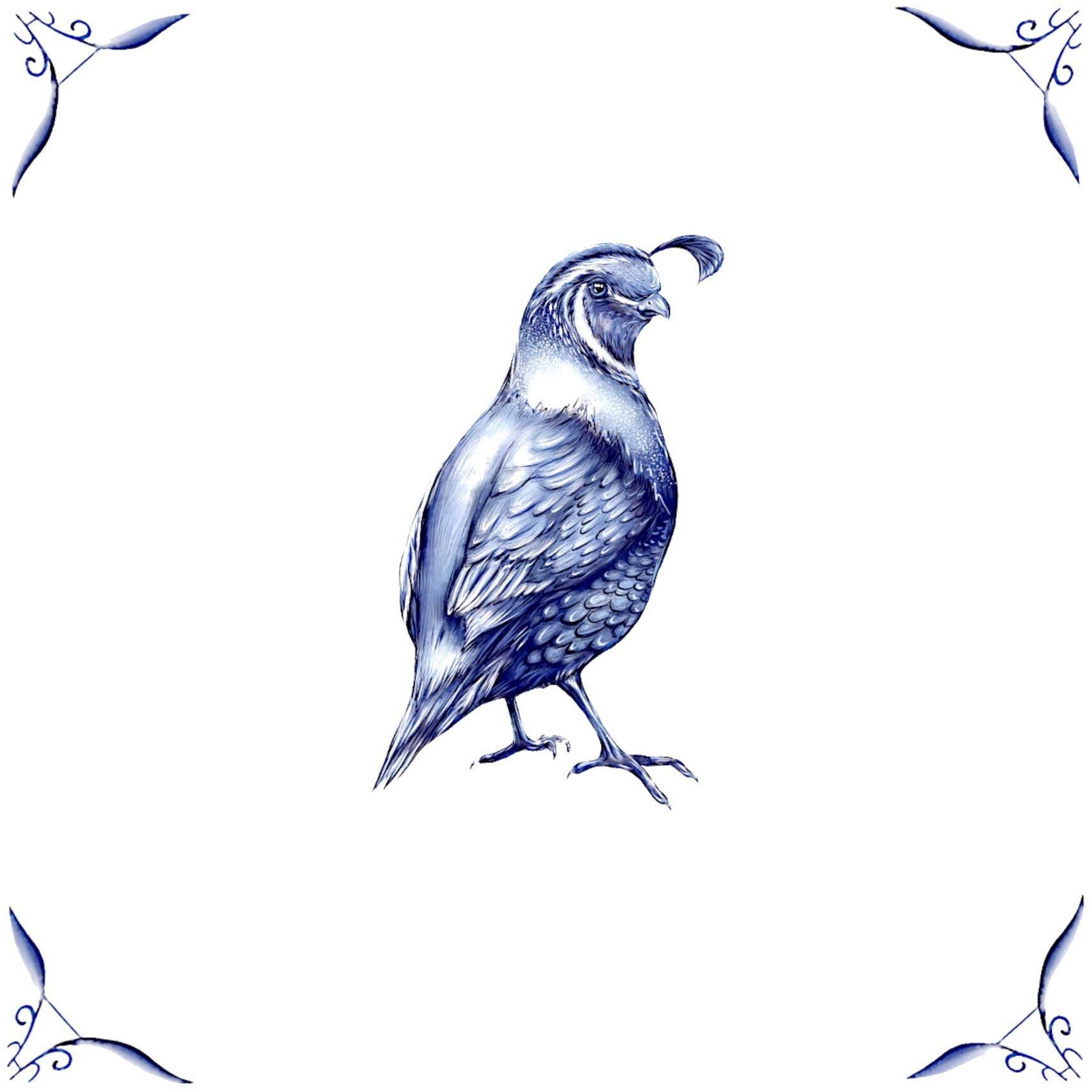 Delft Blue Ceramic Tile- Quail︱Bathroom Tile, Splashback, Kitchen Tiles, Modern Dutch Style