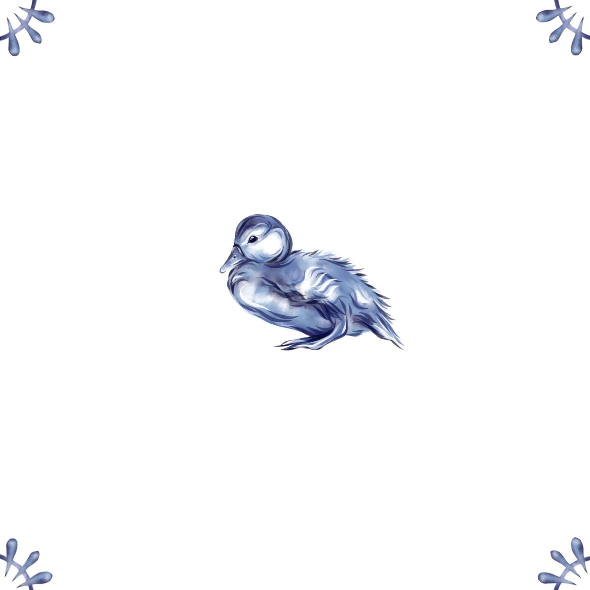 Delft Blue Ceramic Tile- Duckling︱Bathroom Tile, Splashback, Kitchen Tiles, Modern Dutch Style