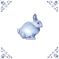Delft Blue Ceramic Tile- Bunny Rabbit︱Bathroom Tile, Splashback, Kitchen Tiles, Modern Dutch Style