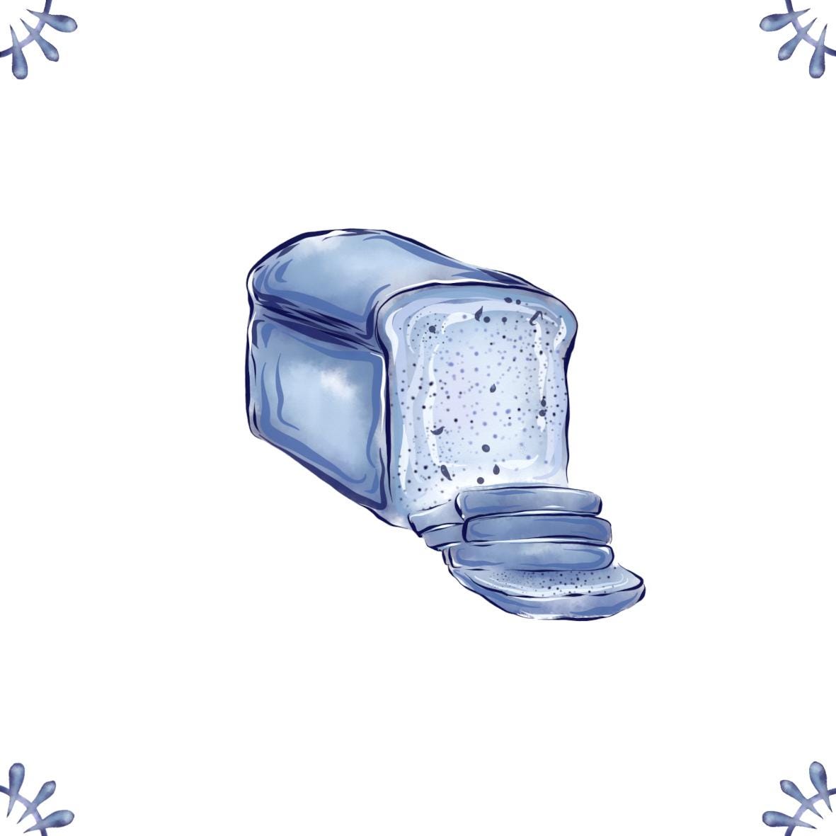 Delft Blue Ceramic Tile- Bread Loaf︱Bathroom Tile, Splashback, Kitchen Tiles, Modern Dutch Style