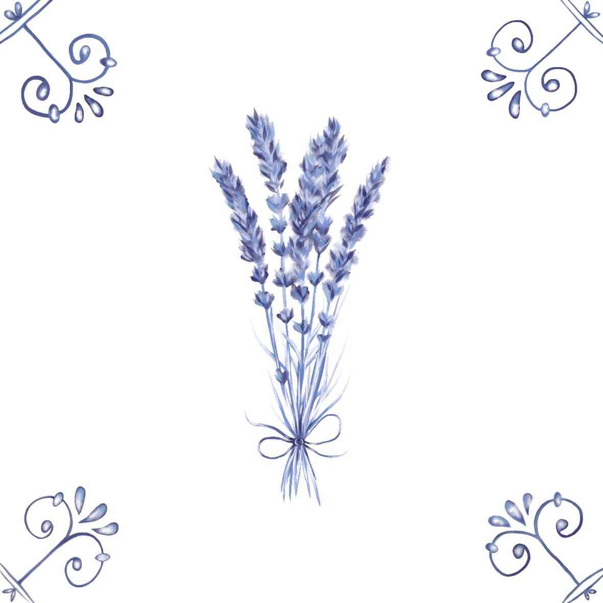 Delft Blue Ceramic Tile- Lavender︱Bathroom Tile, Splashback, Kitchen Tiles, Modern Dutch Style