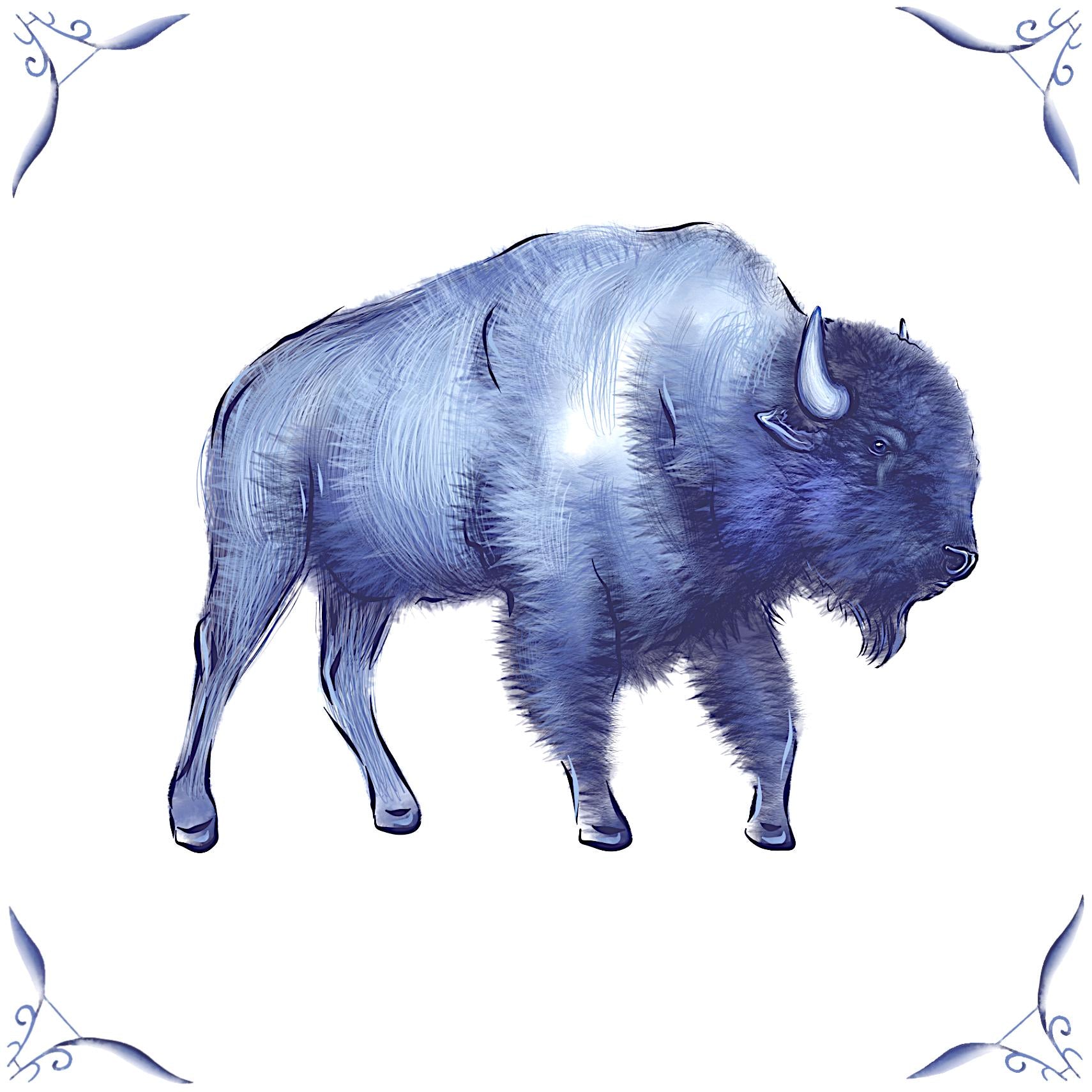 Delft Blue Ceramic Tile- Bison︱Bathroom Tile, Splashback, Kitchen Tiles, Modern Dutch Style