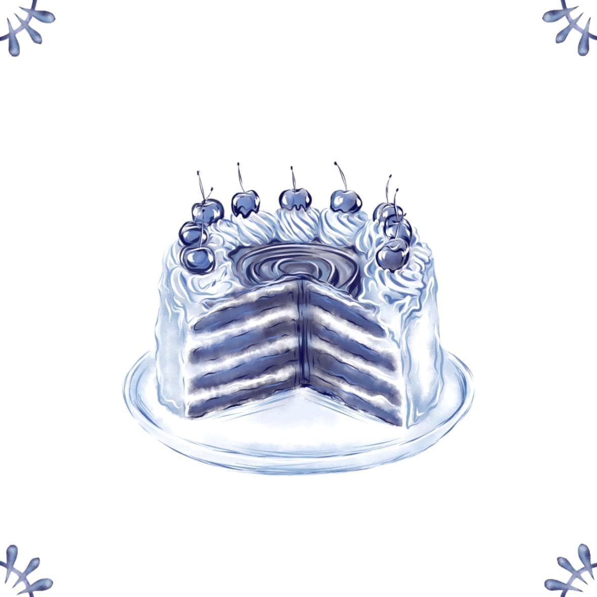 Delft Blue Ceramic Tile- Gateaux Cake︱Bathroom Tile, Splashback, Kitchen Tiles, Modern Dutch Style