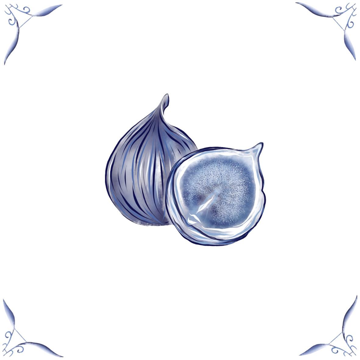 Delft Blue Ceramic Tile- Fig︱Bathroom Tile, Splashback, Kitchen Tiles, Modern Dutch Style