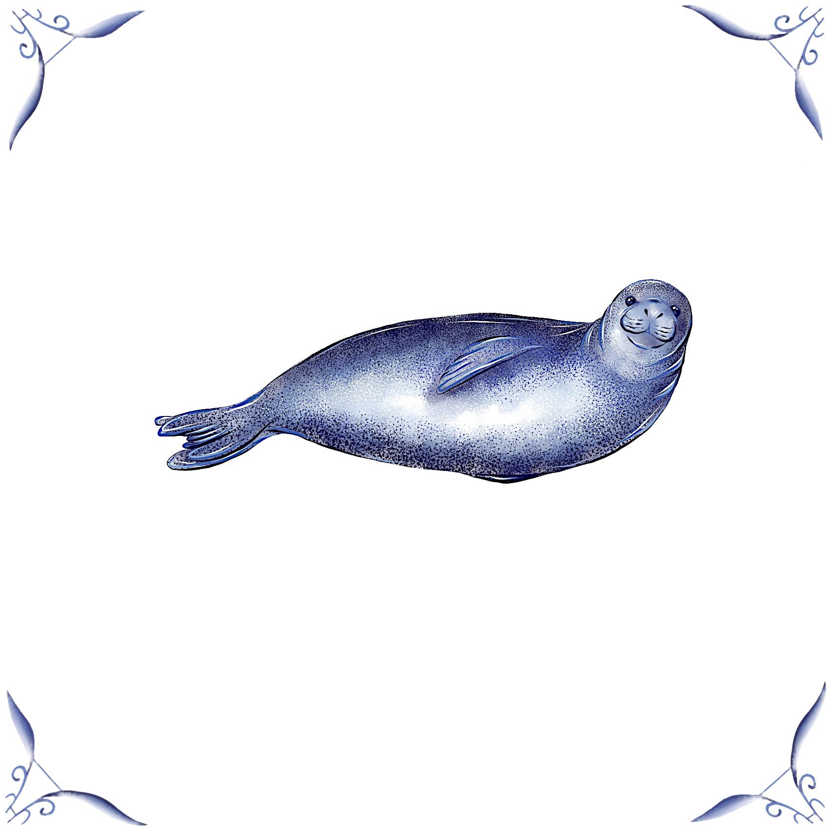 Delft Blue Ceramic Tile- Seal︱Bathroom Tile, Splashback, Kitchen Tiles, Modern Dutch Style