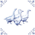Delft Blue Ceramic Tile- Gaggle of Geese / Goose︱Bathroom Tile, Splashback, Kitchen Tiles, Modern Dutch Style