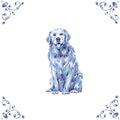 Delft Blue Ceramic Tile- Golden Retriever Dog︱Bathroom Tile, Splashback, Kitchen Tiles, Modern Dutch Style