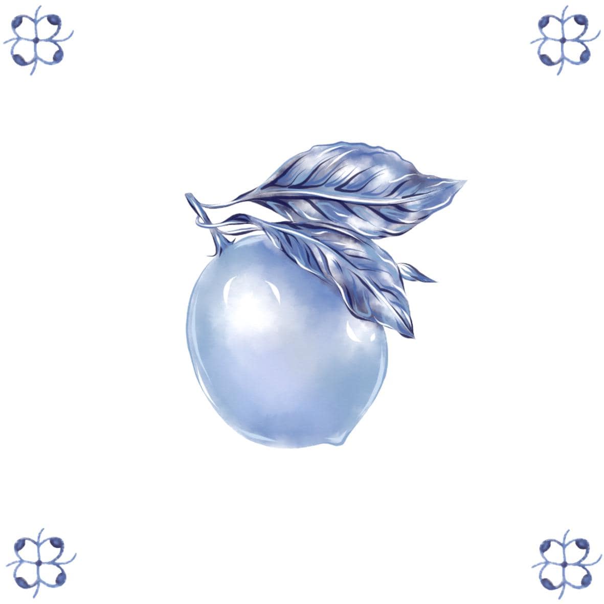 Delft Blue Ceramic Tile- Lemon︱Bathroom Tile, Splashback, Kitchen Tiles, Modern Dutch Style