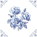 Delft Blue Ceramic Tile- Rose︱Bathroom Tile, Splashback, Kitchen Tiles, Modern Dutch Style