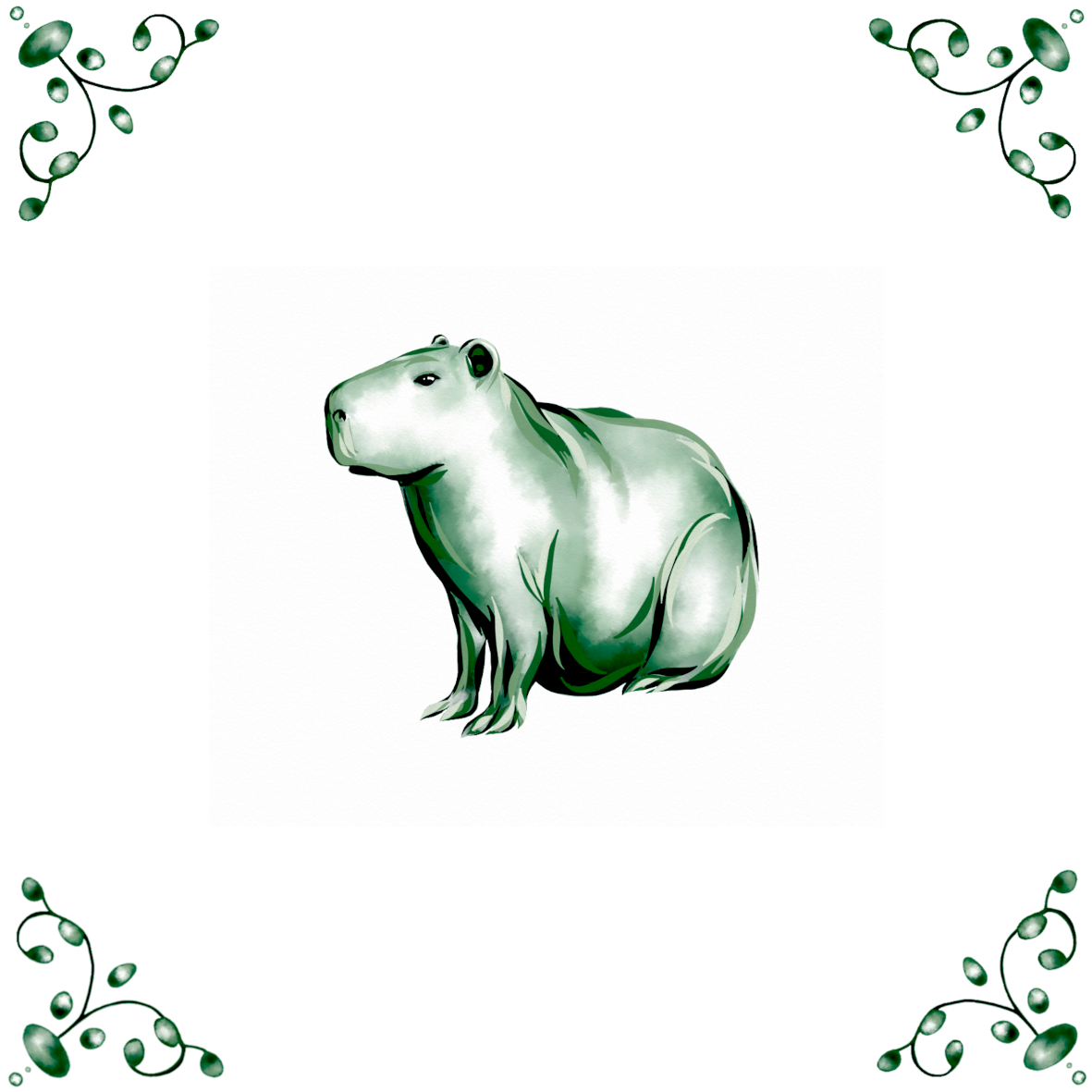 Delft Blue Ceramic Tile- Capybara︱Bathroom Tile, Splashback, Kitchen Tiles, Modern Dutch Style