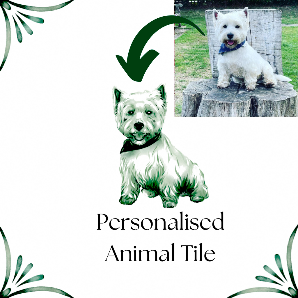 Delft Blue Ceramic Tile / Ornament- Unique Personalised Animal / Pet / House etc Tile︱Bathroom Tiles, Splashback, Modern Dutch Style