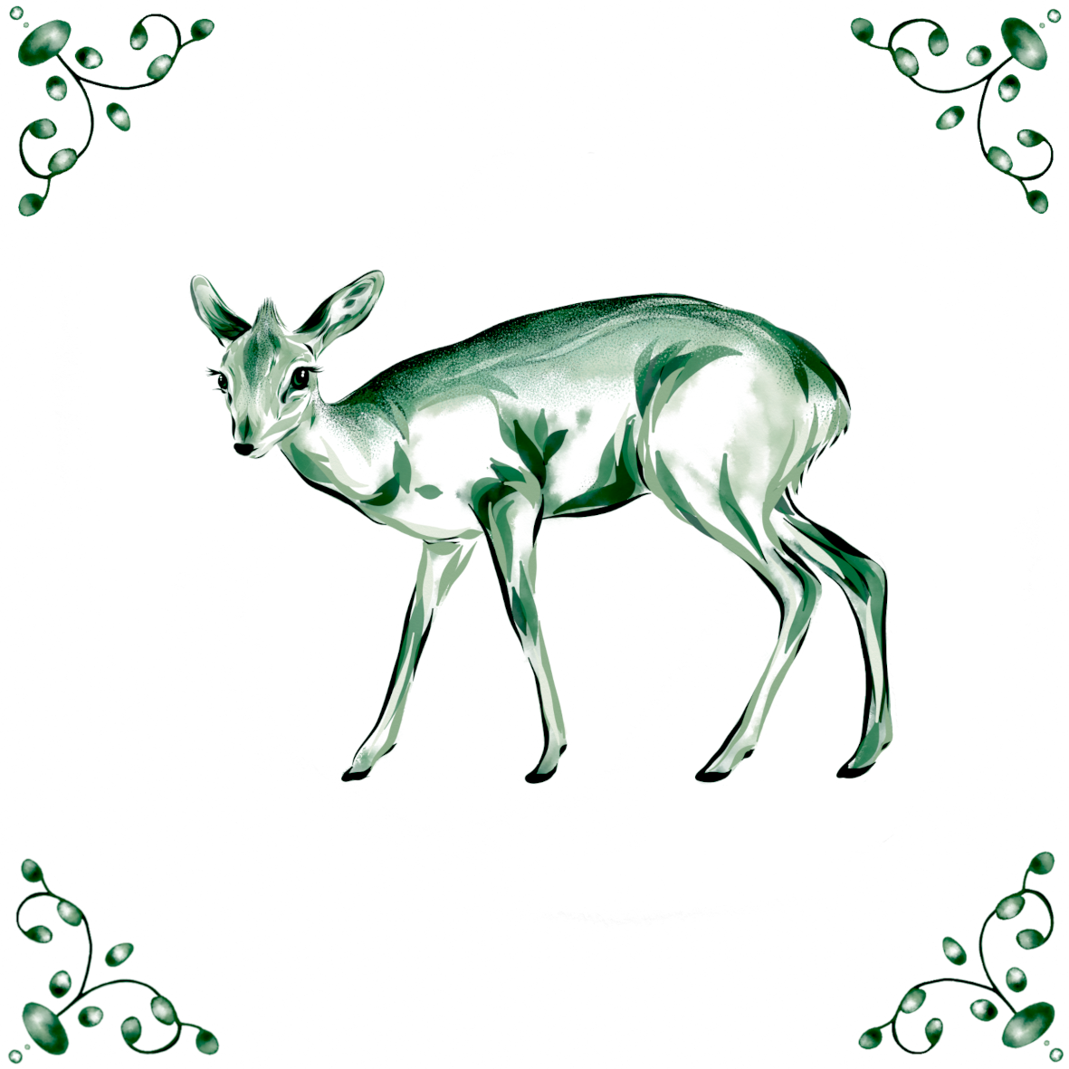 Delft Blue Ceramic Tile- Dik-Dik︱Bathroom Tile, Splashback, Kitchen Tiles, Modern Dutch Style