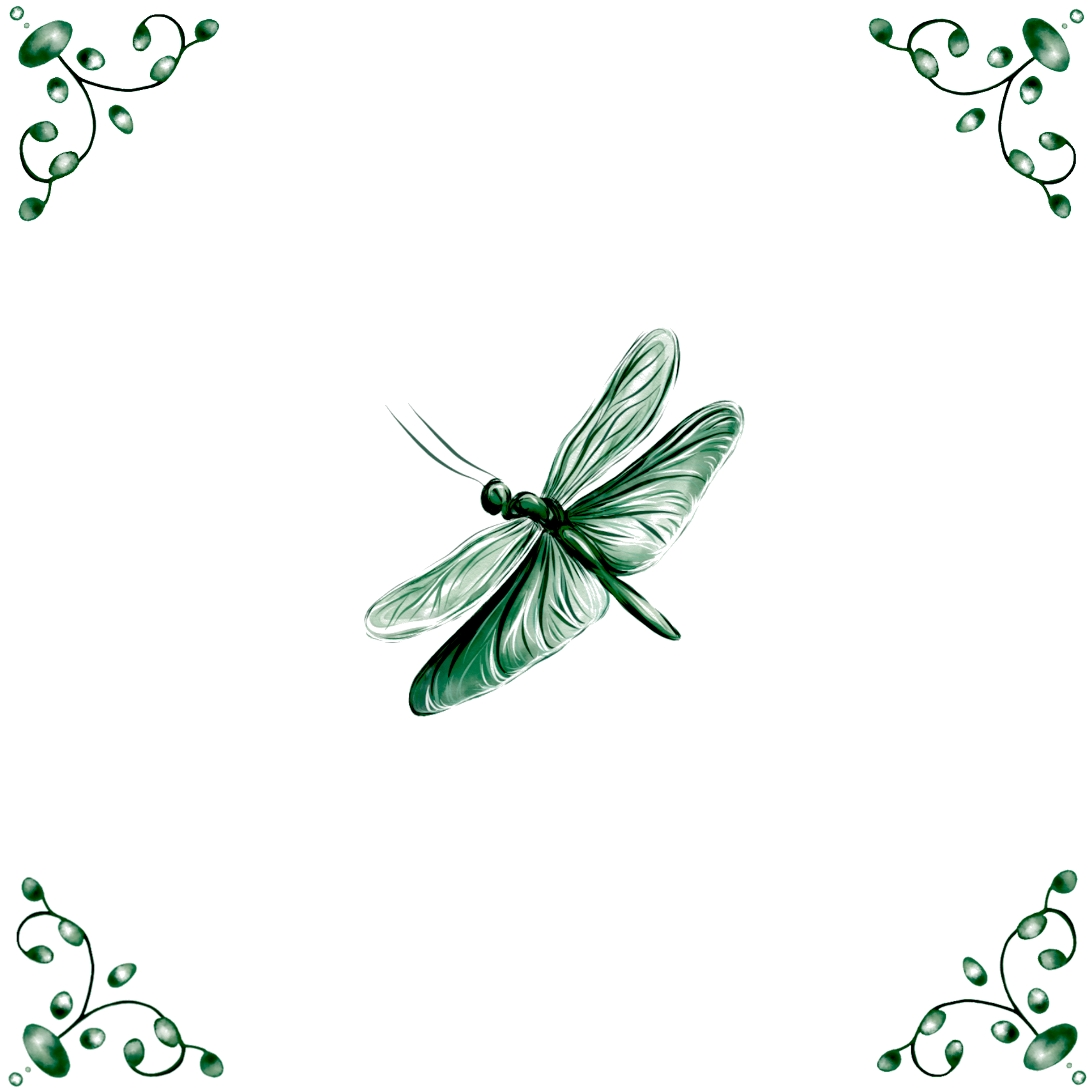 Delft Blue Ceramic Tile- Dragonfly︱Bathroom Tile, Splashback, Kitchen Tiles, Modern Dutch Style