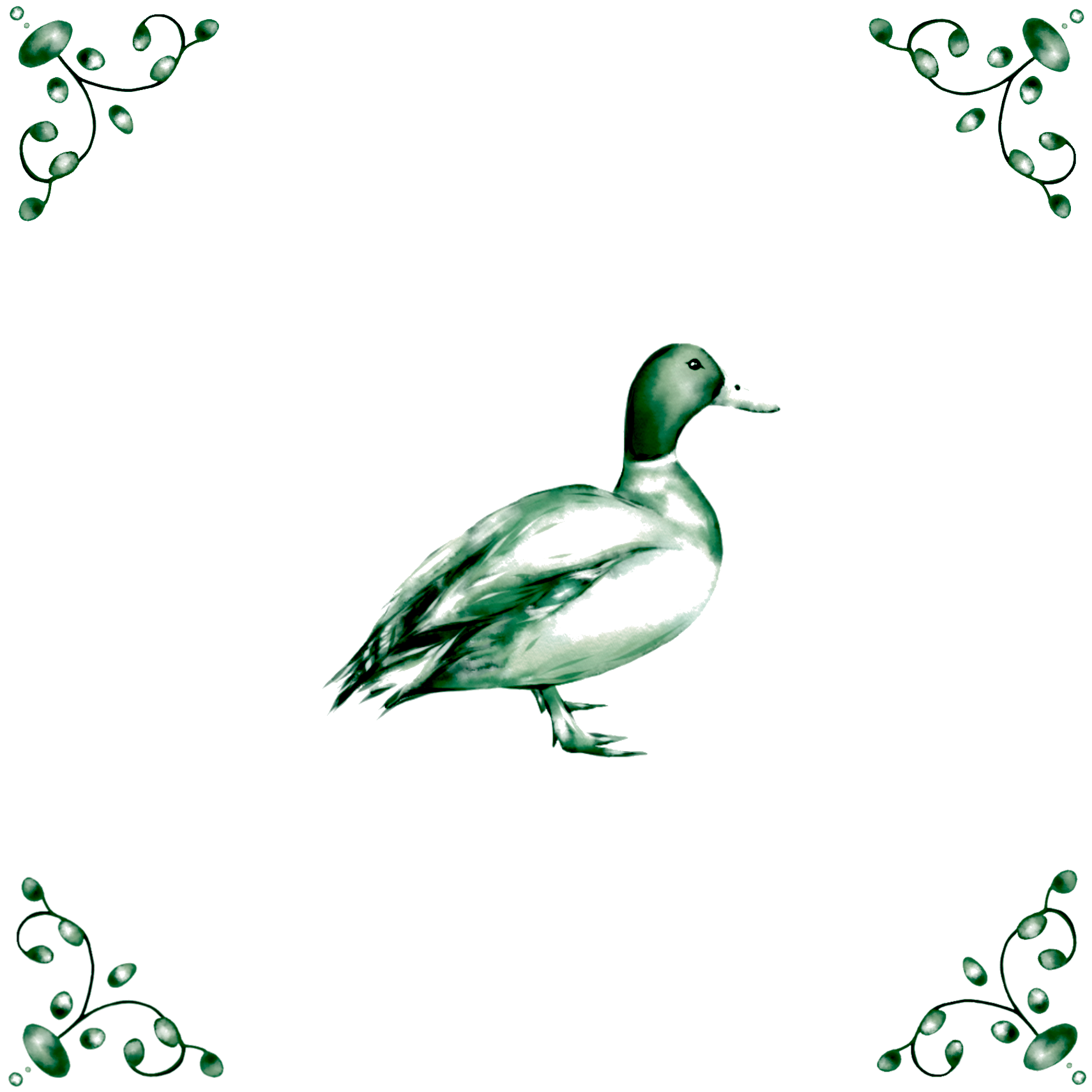 Delft Blue Ceramic Tile- Mallard Duck︱Bathroom Tile, Splashback, Kitchen Tiles, Modern Dutch Style