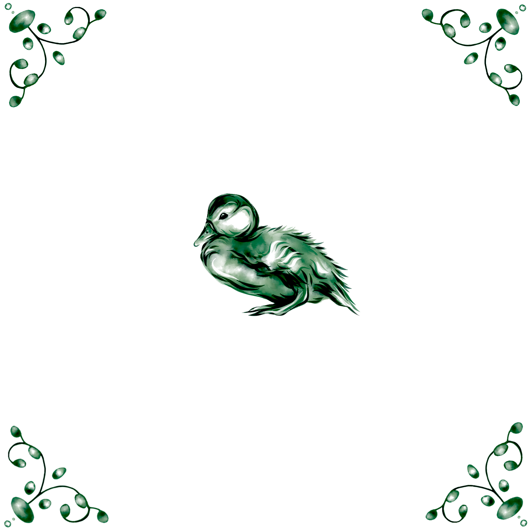 Delft Blue Ceramic Tile- Duckling︱Bathroom Tile, Splashback, Kitchen Tiles, Modern Dutch Style
