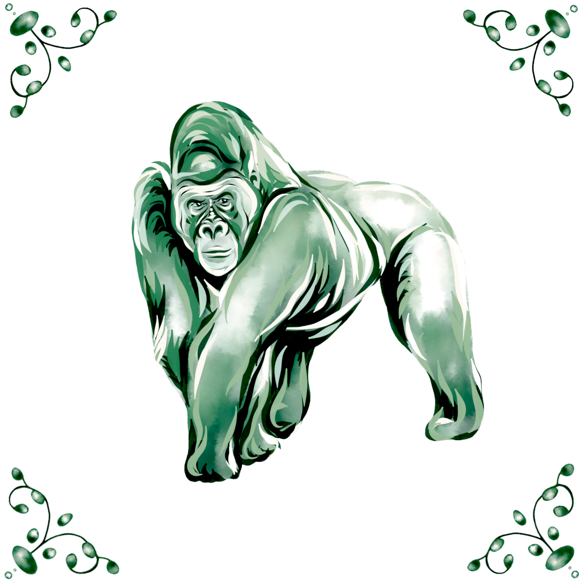 Delft Blue Ceramic Tile- Gorilla︱Bathroom Tile, Splashback, Kitchen Tiles, Modern Dutch Style