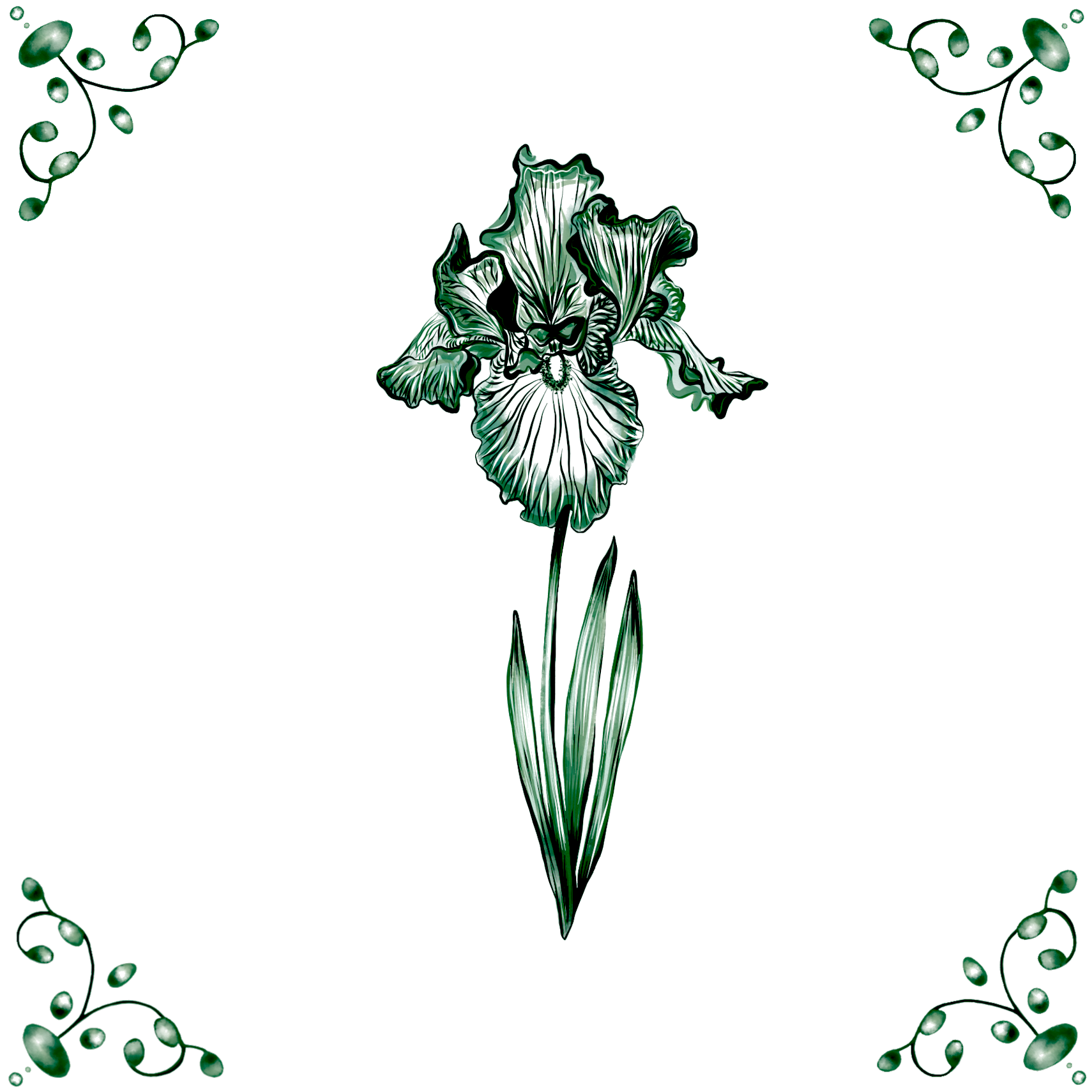 Delft Blue Ceramic Tile- Iris︱Bathroom Tile, Splashback, Kitchen Tiles, Modern Dutch Style