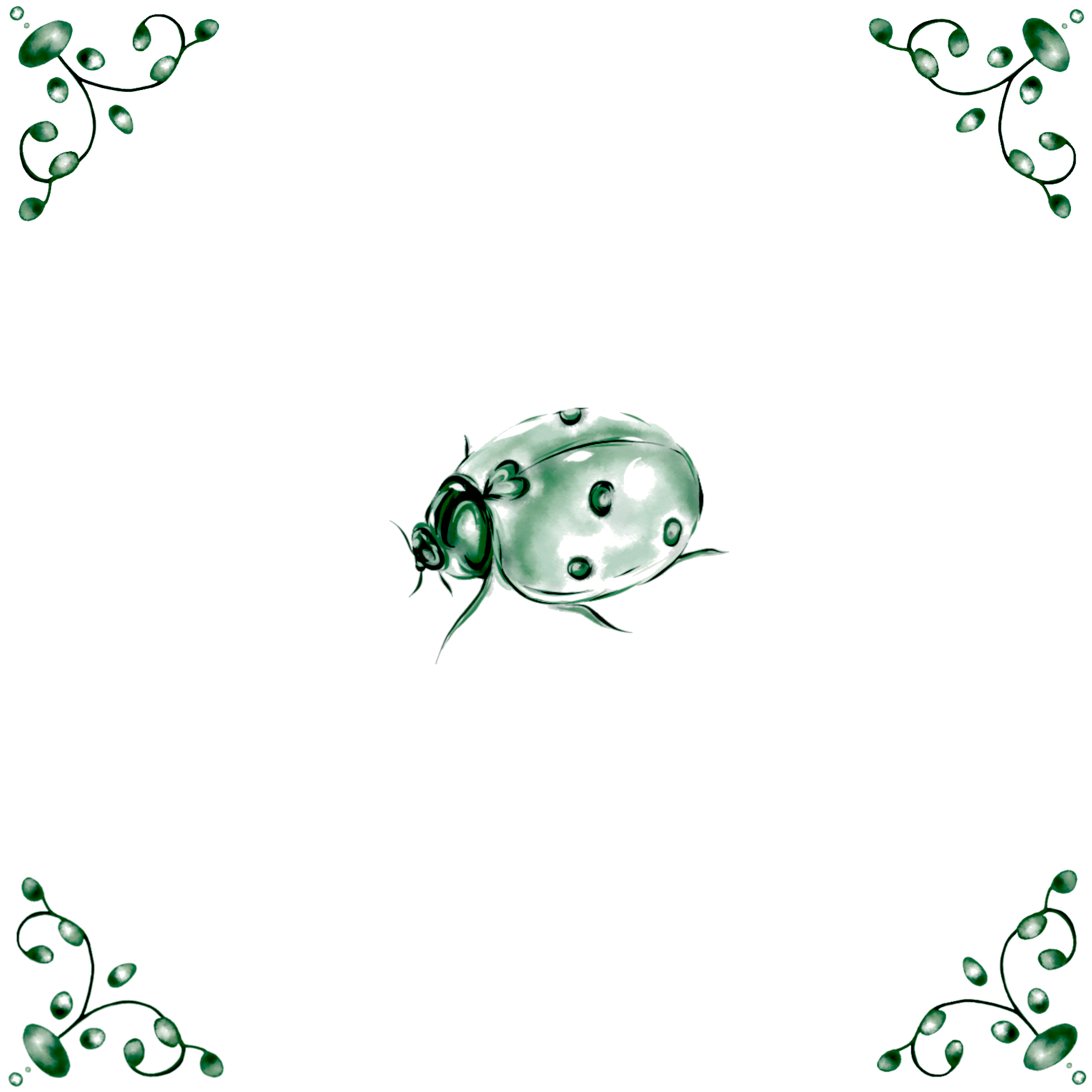 Delft Blue Ceramic Tile- Ladybird︱Bathroom Tile, Splashback, Kitchen Tiles, Modern Dutch Style